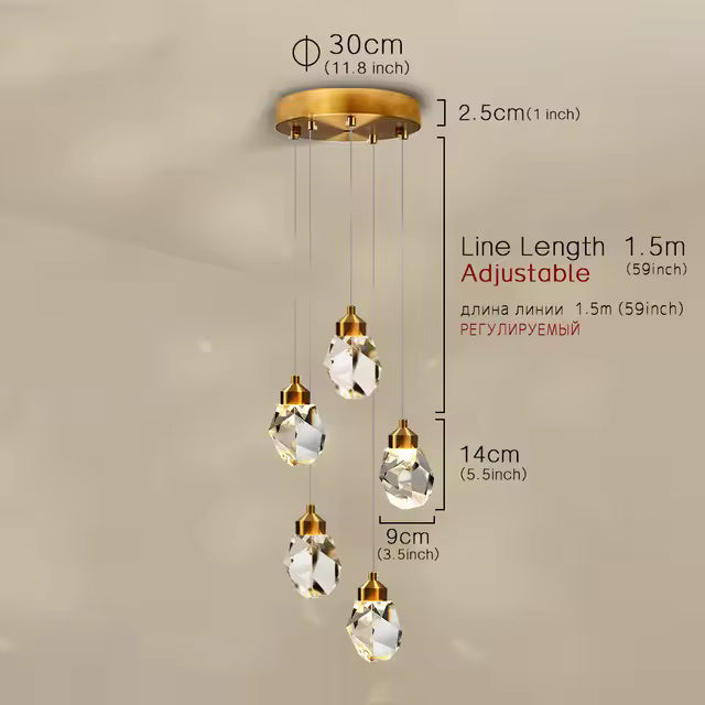 Minimalist Crystal Chandelier – Modern LED Pendant for Dining or Bedroom