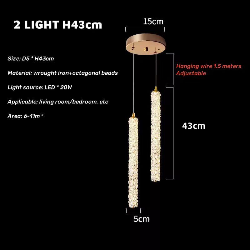 Adjustable Crystal Pendant – Luxury LED Chandelier for Bedroom or Living Room