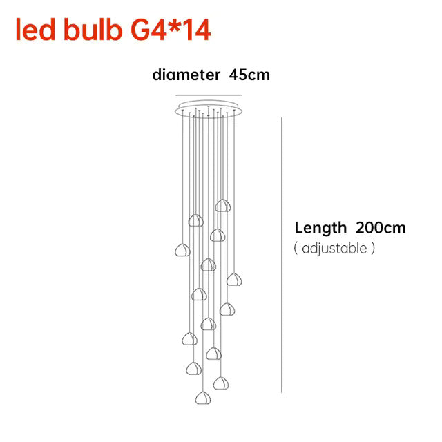 Cherry Crystal Pendant – Nordic LED Chandelier for Staircase and Dining Area