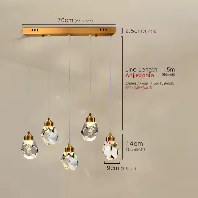 Minimalist Crystal Chandelier – Modern LED Pendant for Dining or Bedroom