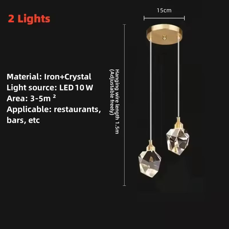 Minimalist Crystal Chandelier – Modern LED Pendant for Dining or Bedroom