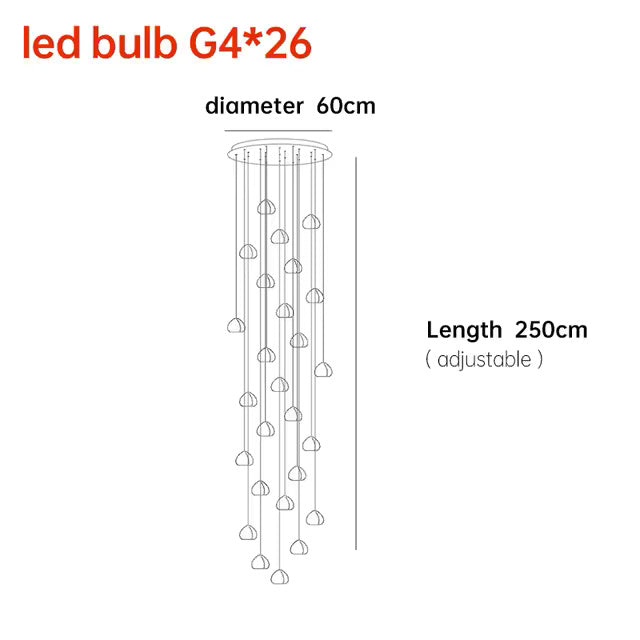 Cherry Crystal Pendant – Nordic LED Chandelier for Staircase and Dining Area