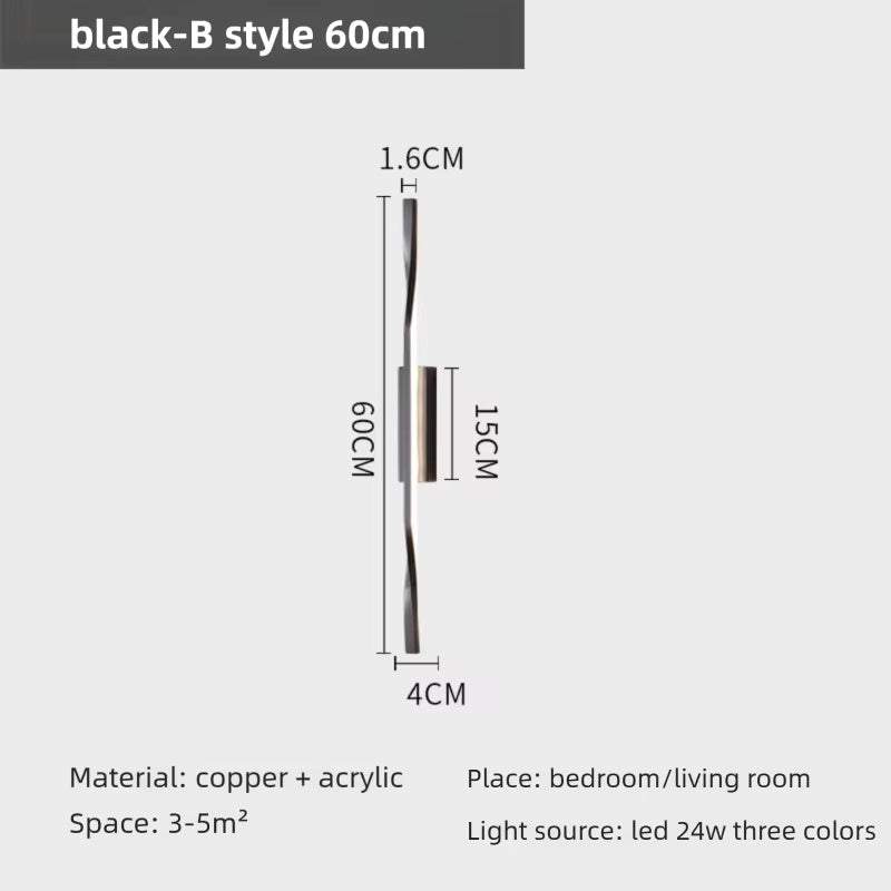 Brass Long Wall Lamp – Luxury LED Fixture for Bedroom or Living Space