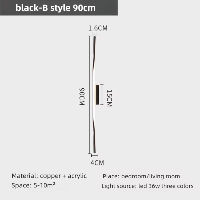 Brass Long Wall Lamp – Luxury LED Fixture for Bedroom or Living Space