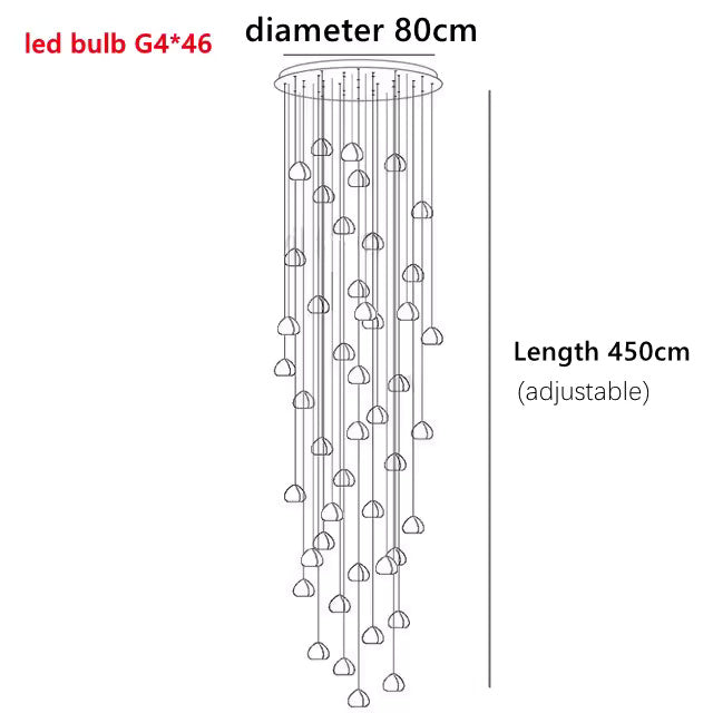 Cherry Crystal Pendant – Nordic LED Chandelier for Staircase and Dining Area