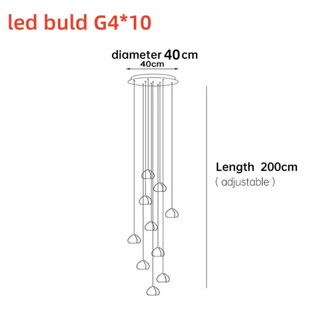 Cherry Crystal Pendant – Nordic LED Chandelier for Staircase and Dining Area
