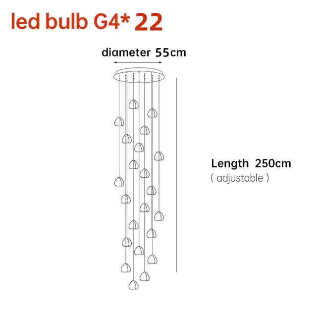 Cherry Crystal Pendant – Nordic LED Chandelier for Staircase and Dining Area