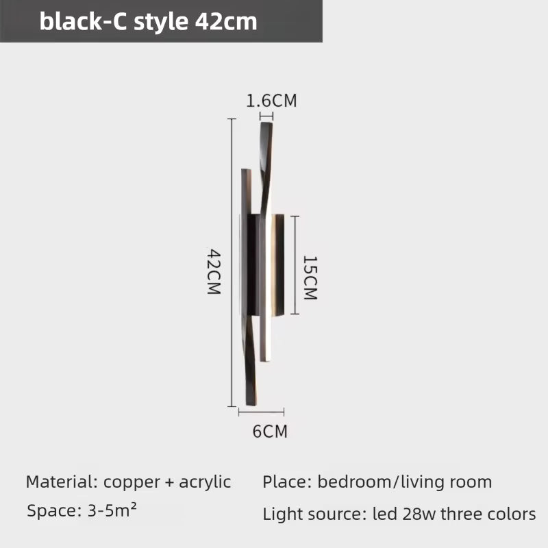 Brass Long Wall Lamp – Luxury LED Fixture for Bedroom or Living Space