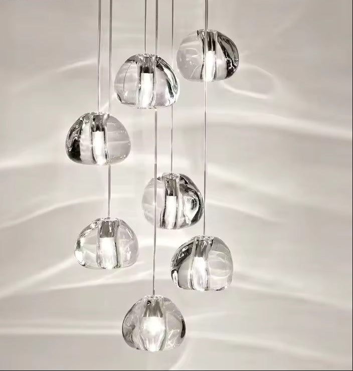 Cherry Crystal Pendant – Nordic LED Chandelier for Staircase and Dining Area