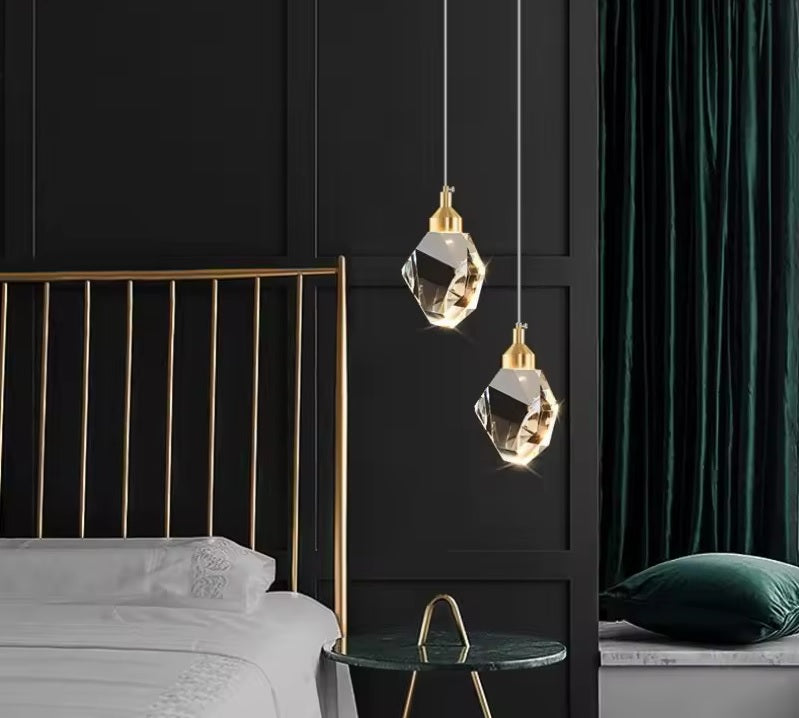 Minimalist Crystal Chandelier – Modern LED Pendant for Dining or Bedroom