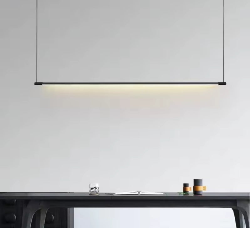 Nordic Long Pendant – Minimalist LED Chandelier for Dining or Living Area