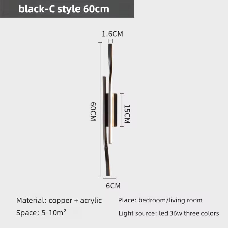 Brass Long Wall Lamp – Luxury LED Fixture for Bedroom or Living Space