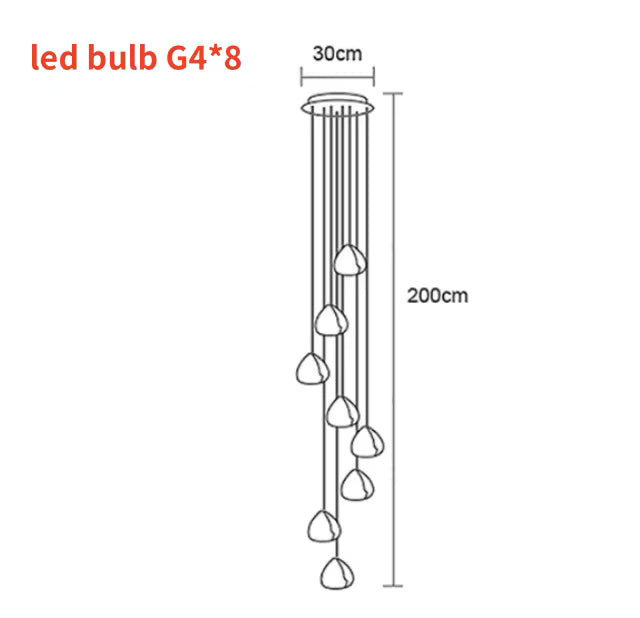 Cherry Crystal Pendant – Nordic LED Chandelier for Staircase and Dining Area