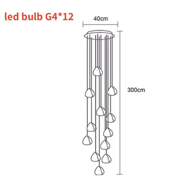 Cherry Crystal Pendant – Nordic LED Chandelier for Staircase and Dining Area