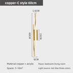 Brass Long Wall Lamp – Luxury LED Fixture for Bedroom or Living Space