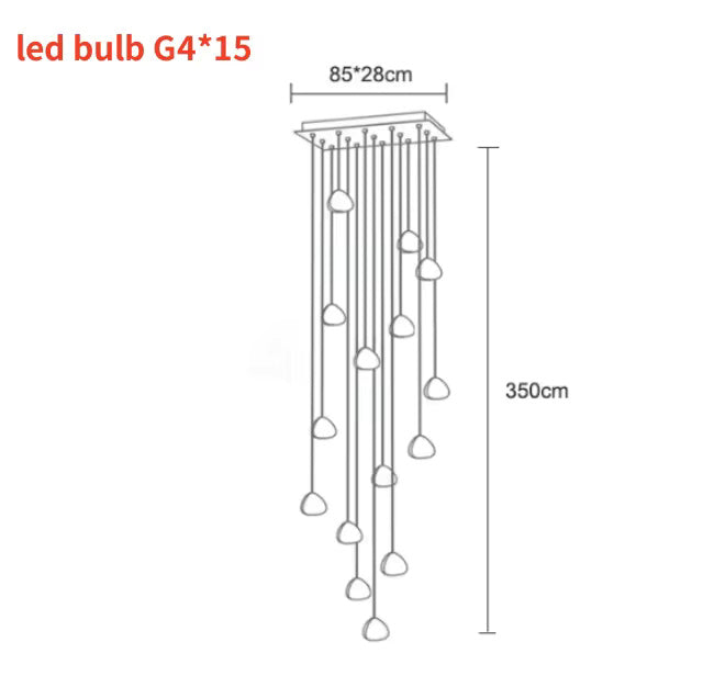 Cherry Crystal Pendant – Nordic LED Chandelier for Staircase and Dining Area