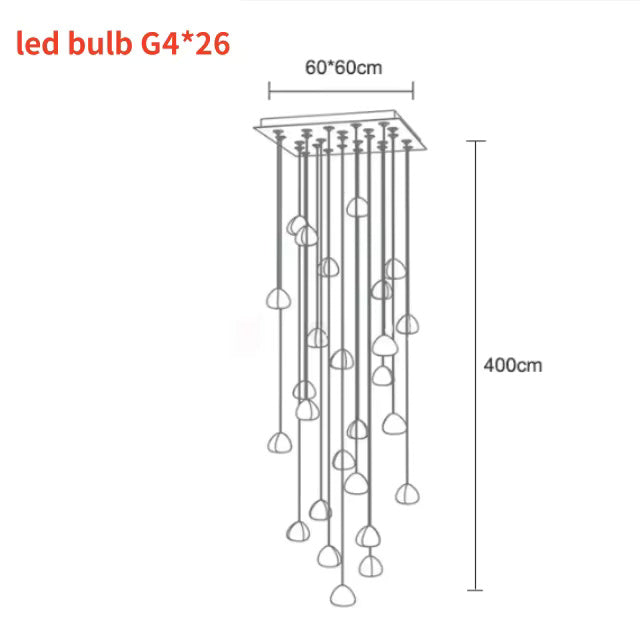Cherry Crystal Pendant – Nordic LED Chandelier for Staircase and Dining Area