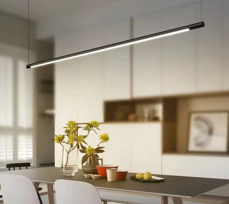 Nordic Long Pendant – Minimalist LED Chandelier for Dining or Living Area