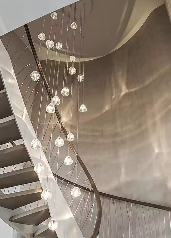 Cherry Crystal Pendant – Nordic LED Chandelier for Staircase and Dining Area