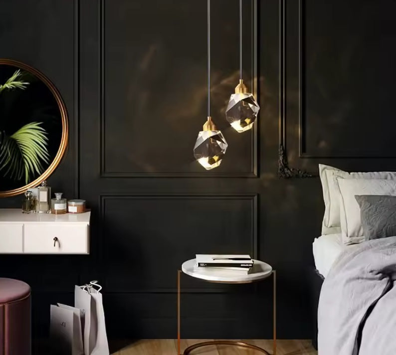 Minimalist Crystal Chandelier – Modern LED Pendant for Dining or Bedroom