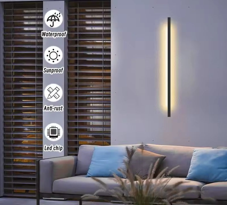 Minimalist LED Strip Wall Lamp – IP65 Waterproof Exterior Fixture