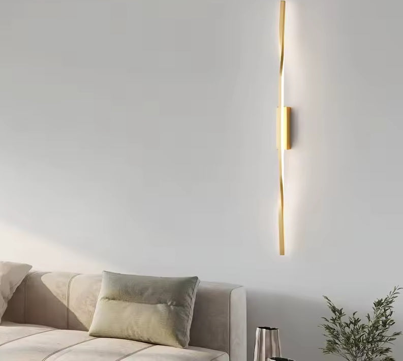 Brass Long Wall Lamp – Luxury LED Fixture for Bedroom or Living Space