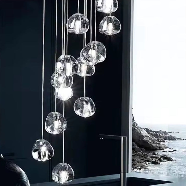 Cherry Crystal Pendant – Nordic LED Chandelier for Staircase and Dining Area