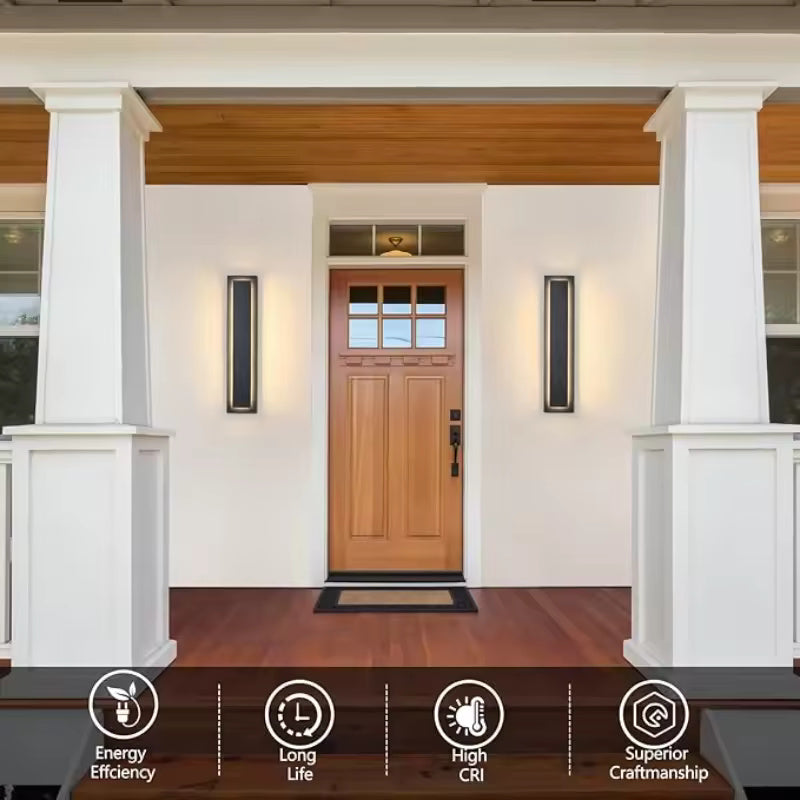 Black Outdoor Wall Lamp – IP65 LED Strip Fixture for Patio or Entryway