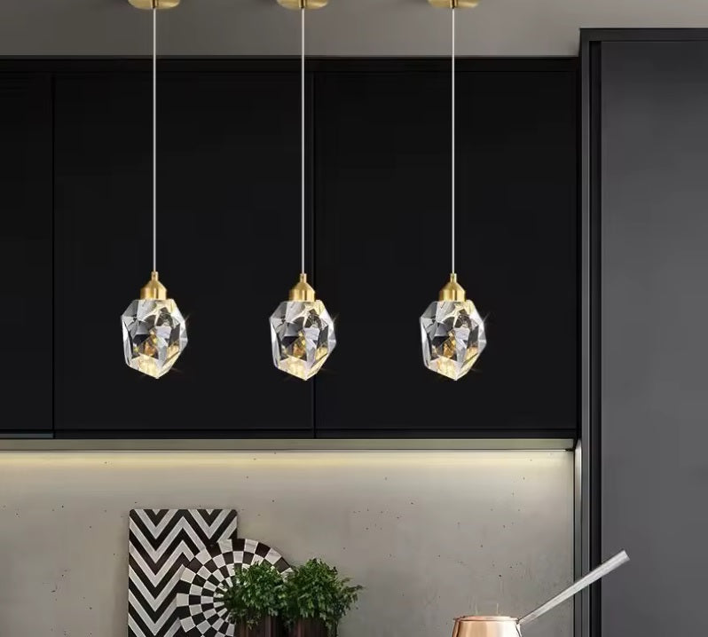 Minimalist Crystal Chandelier – Modern LED Pendant for Dining or Bedroom