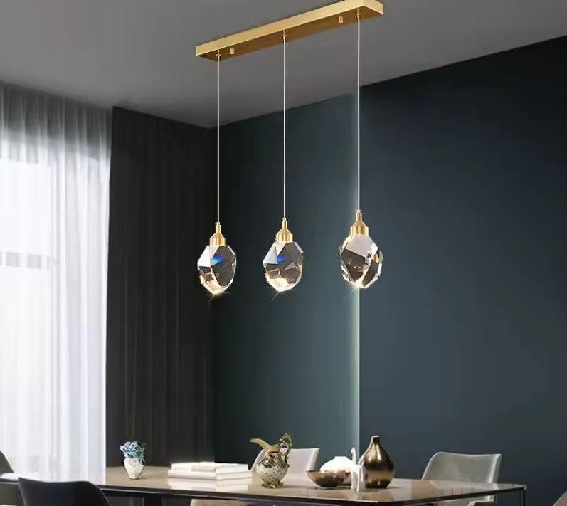 Minimalist Crystal Chandelier – Modern LED Pendant for Dining or Bedroom