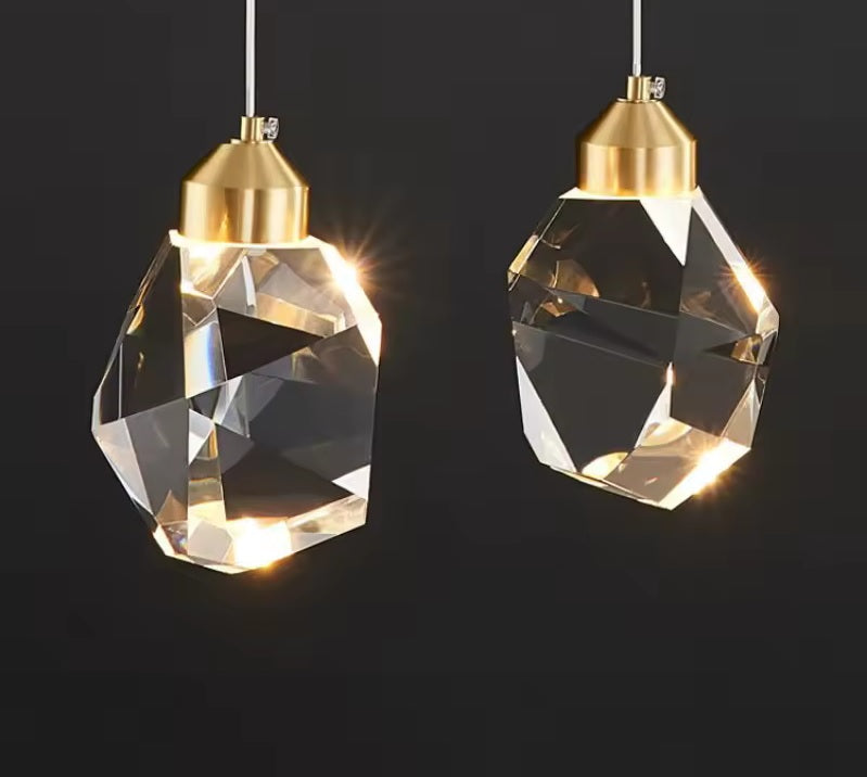 Minimalist Crystal Chandelier – Modern LED Pendant for Dining or Bedroom