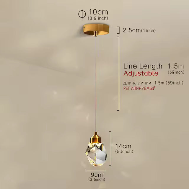 Minimalist Crystal Chandelier – Modern LED Pendant for Dining or Bedroom