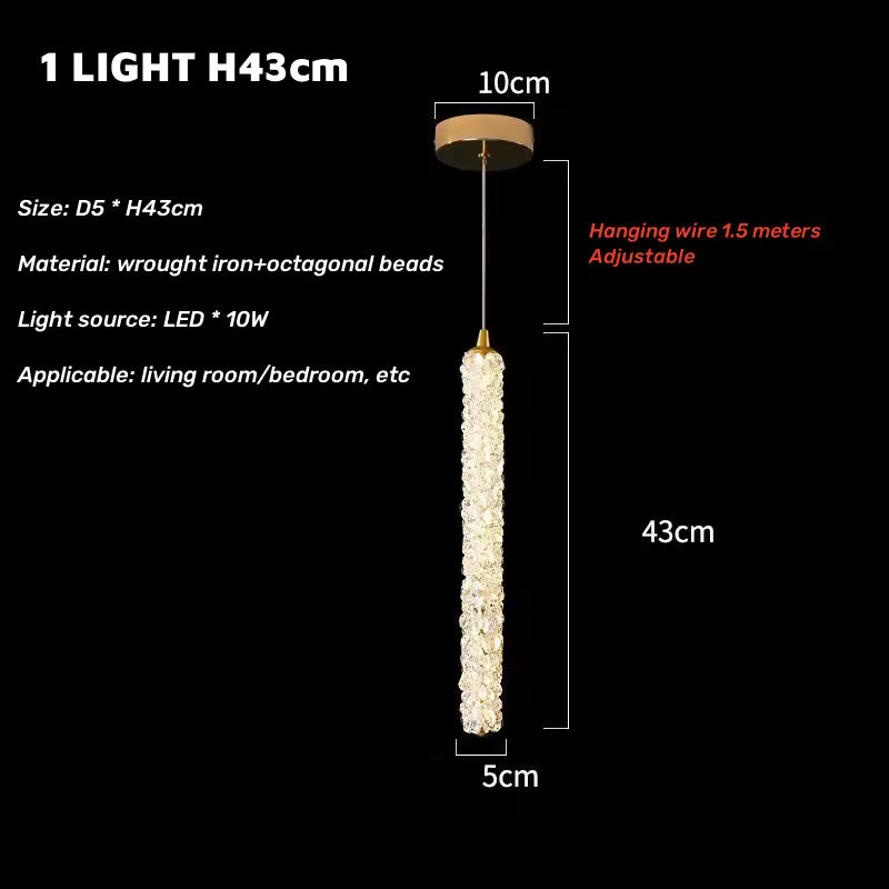 Adjustable Crystal Pendant – Luxury LED Chandelier for Bedroom or Living Room