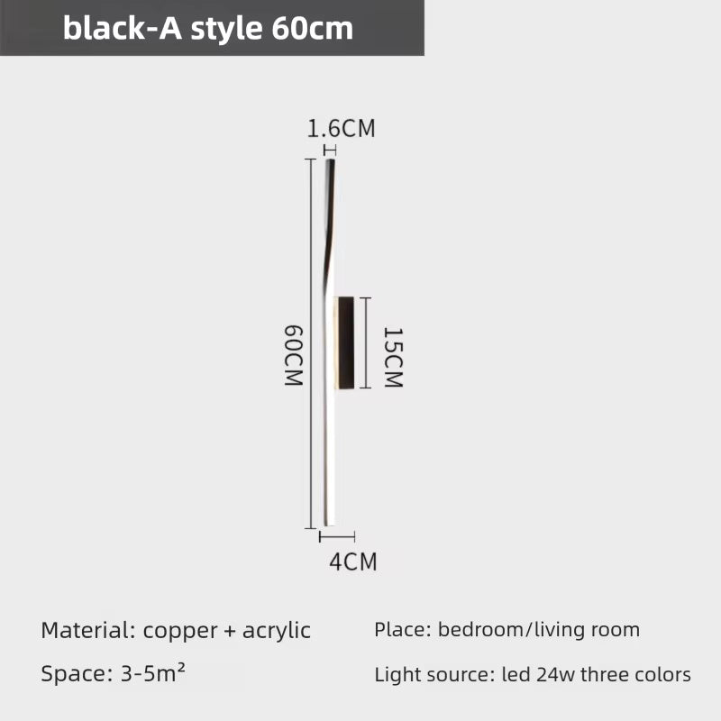 Brass Long Wall Lamp – Luxury LED Fixture for Bedroom or Living Space