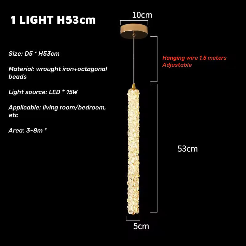 Adjustable Crystal Pendant – Luxury LED Chandelier for Bedroom or Living Room