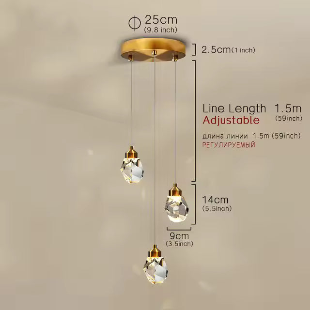 Minimalist Crystal Chandelier – Modern LED Pendant for Dining or Bedroom