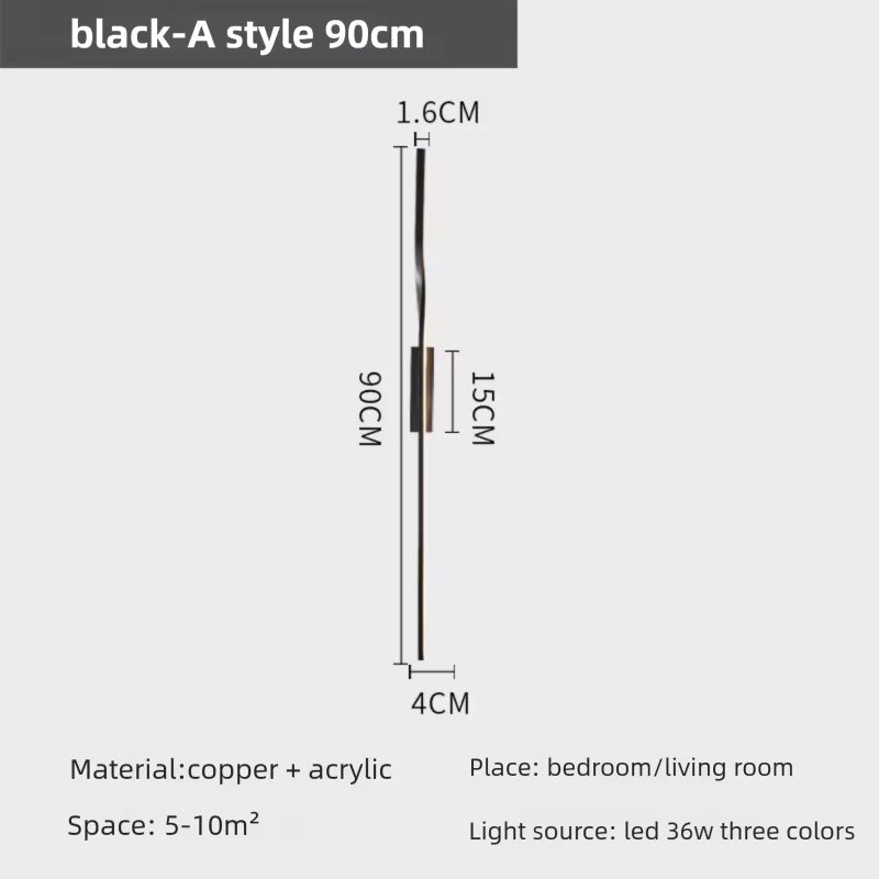 Brass Long Wall Lamp – Luxury LED Fixture for Bedroom or Living Space