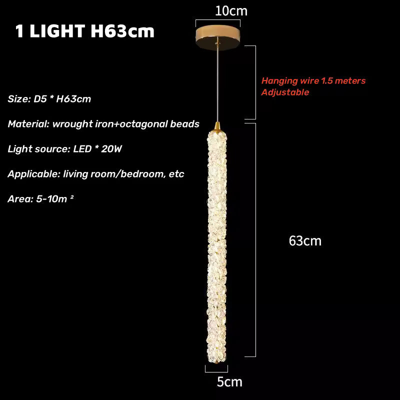 Adjustable Crystal Pendant – Luxury LED Chandelier for Bedroom or Living Room
