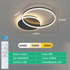 Dimmable LED Ceiling Chandelier – Modern Flush Mount Fixture for Bedroom, Living Room or Study