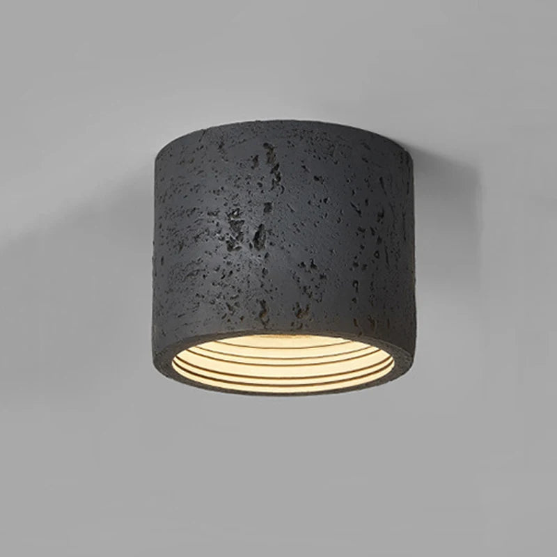 Wabi Sabi Red Cement LED Downlight – Nordic Grey Anti-Glare Ceiling Light for Bedroom & Corridor
