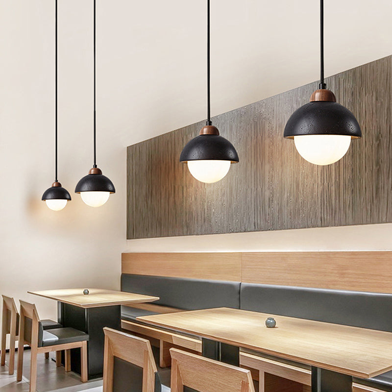 Adjustable Height LED Pendant Lamp – Minimalist Nordic Wabi Sabi Black Stone for Home & Dining