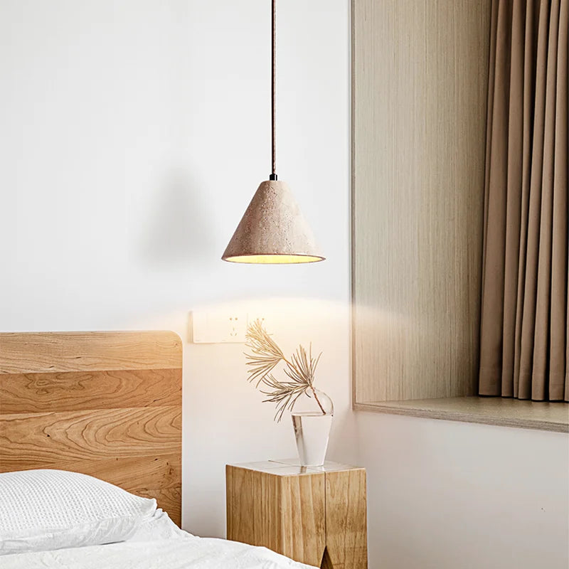 Scandinavian Wabi Sabi Pendant Light – Modern Stone Drop Lamp for Dining & Bedside