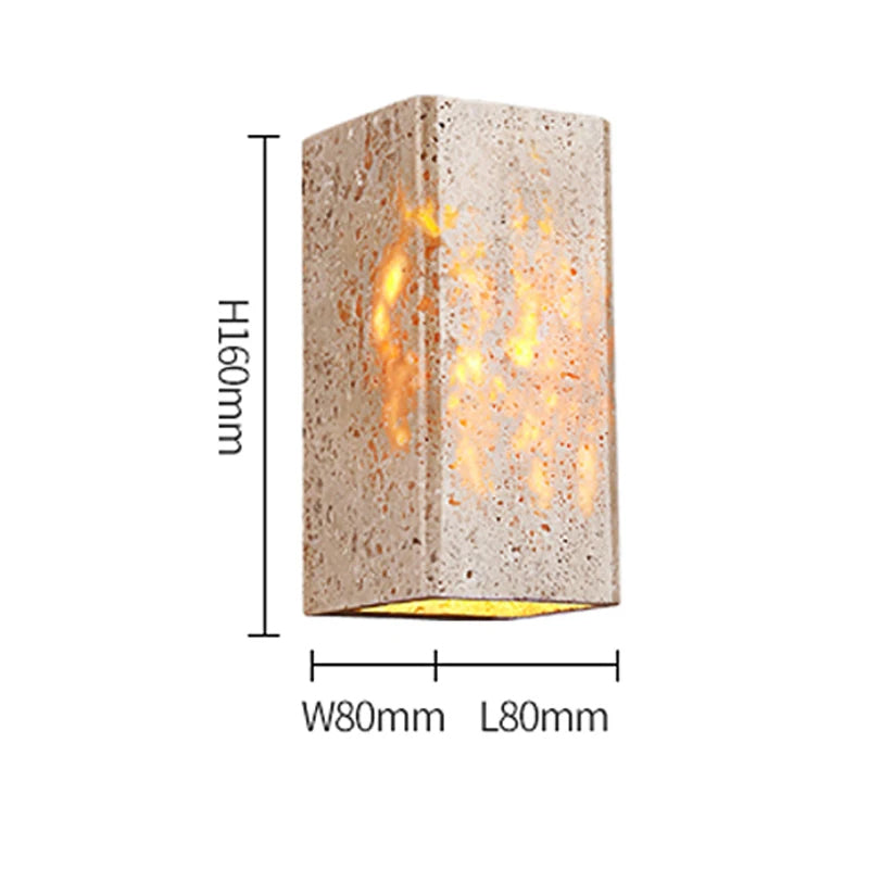 Wabi Sabi Travertine Wall Light – Outdoor Stone Sconce for Villa, Garden & Bedroom