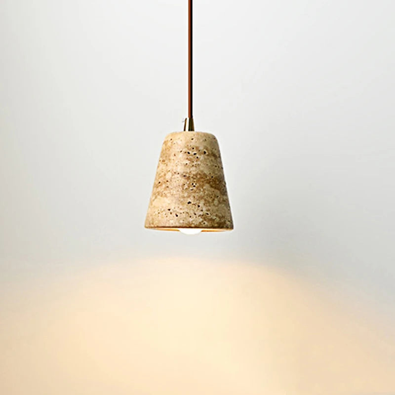 Nordic Wabi Sabi Yellow Marble Pendant Lamp – Travertine Stone Droplight for Home, Hotel & Villa