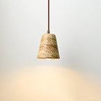 Nordic Wabi Sabi Yellow Marble Pendant Lamp – Travertine Stone Droplight for Home, Hotel & Villa