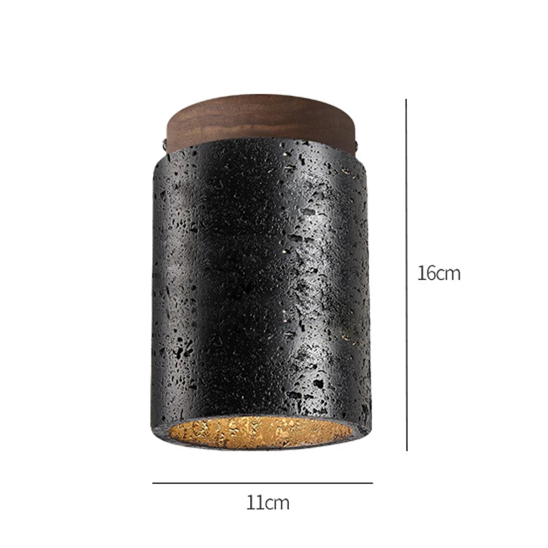 Creative Wabi Sabi Ceiling Lamp – Premium Black Stone LED Light for Bedroom & Corridor
