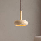 Wabi Sabi Travertine LED Pendant Light – 6W Stone Hanging Lamp for Kitchen Island, Dining & Bar