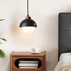 Adjustable Height LED Pendant Lamp – Minimalist Nordic Wabi Sabi Black Stone for Home & Dining