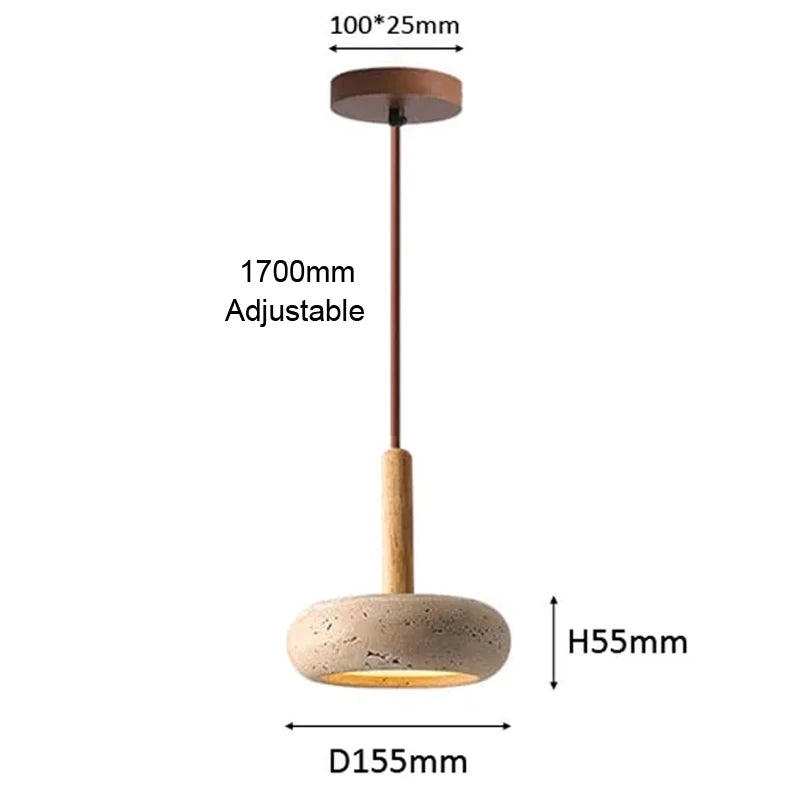 Wabi Sabi Travertine LED Pendant Light – 6W Stone Hanging Lamp for Kitchen Island, Dining & Bar