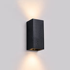 Wabi Sabi Modern LED Wall Lamp – Black Square Travertine Sconce for Home & Bedroom
